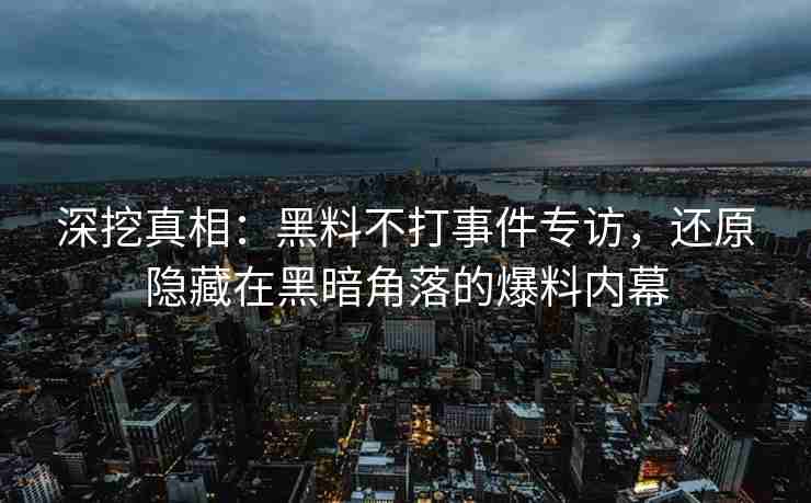 深挖真相：黑料不打事件专访，还原隐藏在黑暗角落的爆料内幕