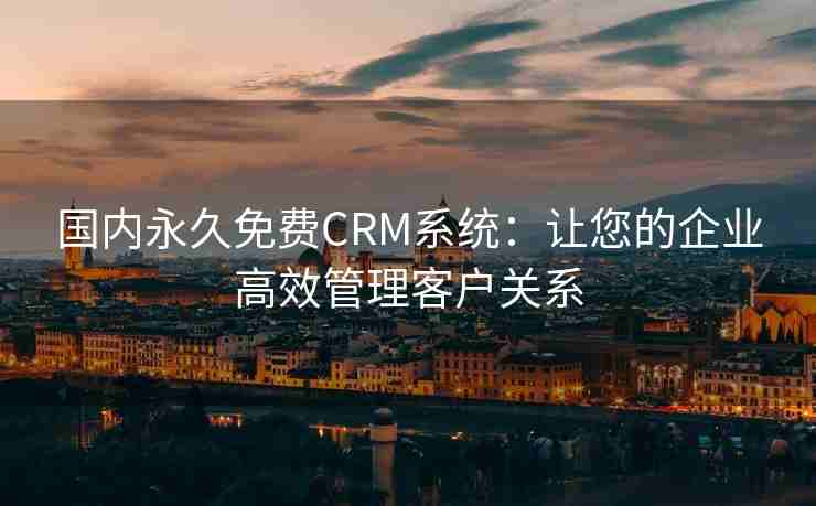 国内永久免费CRM系统：让您的企业高效管理客户关系